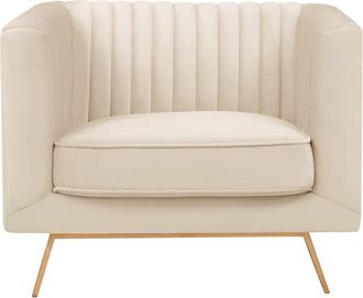 Rendez-Vous D&eacute;co Sill&oacute;n de terciopelo beige con patas de metal dorado