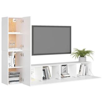 Berkfield Home Practical 4 Piece TV Cabinet Set White Engineered Wood