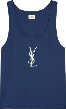 Saint Laurent Logo-embroidered Cotton Vest - Blue - L