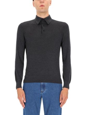 Ermenegildo Zegna Black Solid Shirt Collar Polo