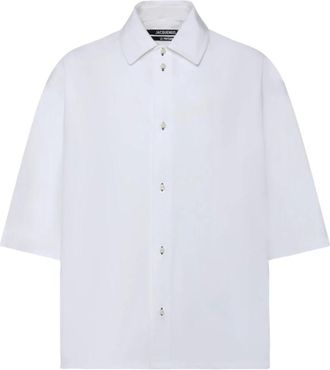 Jacquemus Short Sleeve Shirt - Heren - Korte mouwen Overhemden - Wit - L - Katoen - Overhemden
