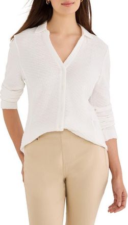 Nic+Zoe Texture Stretch Knit Shirt in Paper White at Nordstrom, Size Xx-Large