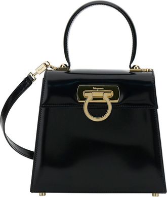 Ferragamo Black Gancini Small Satchel