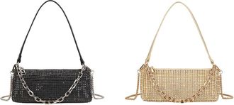Generic Handbag with rhinestone sparkling crystals, evening bag with chain, crossbody shoulder bag for party, wedding