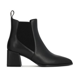 Kazar Schoenen, Dames, Zwart, 39 EU, Leer, Puntige Leren Enkellaarsjes