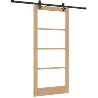 vidaXL Puerta Corrediza Orkdal Marr&oacute;n 93 X 202 Cm Madera Y Metal Vidaxl