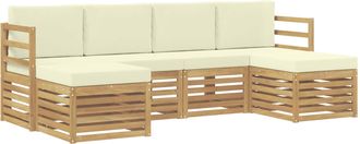 vidaXL Conjunto De Sof&aacute;s De Exterior 6 Uds. Blanco Y Crema Poli&eacute;ster Vidaxl