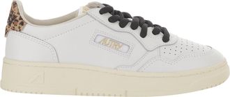 Autry Medalist Low Leather Sneakers With Animal-Print Heel Tab