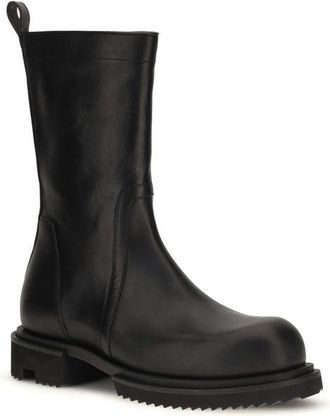Rick Owens Mens Black Calf Leather Bos Taurus Flat Boots
