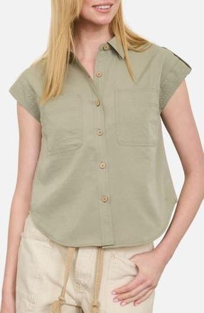 Blu Pepper Short Sleeve Button-Up Shirt in Light Olive at Nordstrom Rack, Size Medium