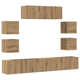 Berkfield Home 7 Piece TV Cabinet Set Wall-mounted Artisan Oak Engineered Wood