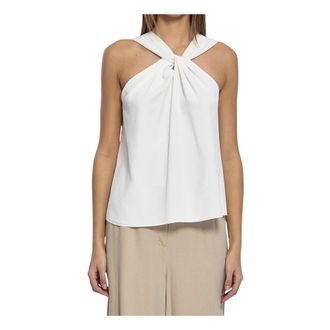 Federica Tosi Sleeveless Tops, female, White, Size: XS Silk-Blend Top with Front Knot