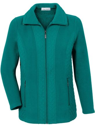 Casual Looks Fleecejacke CASUAL LOOKS, Damen, Gr. 36, blau (t&uuml;rkis), 100% Polyester, unifarben, figurumspielend, Jacken Fleecejacke