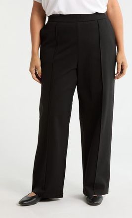 Eileen Fisher High Waist Double Knit Straight Leg Pants in Black at Nordstrom, Size 2X