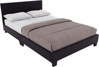 Home Discount Lisbon Double Faux Leather Bed with Gel Memory Foam Pocket Spring Mattress, Black