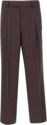 HUGO BOSS Oversized-fit Broek in Twill - Heren - Nette broeken - Bruin - XL - Katoen - Broeken