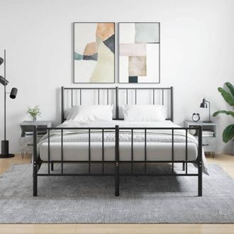 vidaXL Furniture Limited - Mesita Noche 2 Uds Madera Ingenier&iacute;a Gris