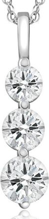 Pompeii3 2 Ct Three Diamond Pendant 14K White Gold 3 Stone Lab Grown Necklace