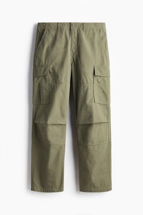 H&M Cargohose aus Baumwolle in Relaxed Fit - Khakigr&uuml;n