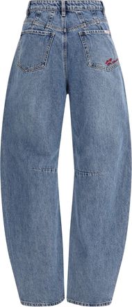 Self Portrait Womens Barrel Leg Jeans Blue Cotton