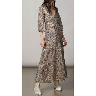 Patrizia Pepe Gold Silk Casual Womens Dress