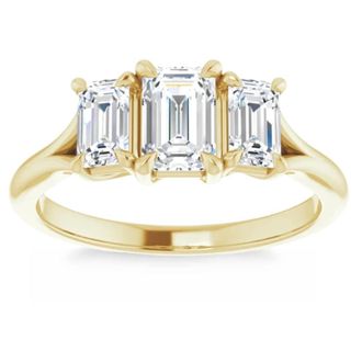 Pompeii3 2.10Ct Emerald Cut Three Stone Diamond Engagement Ring 14k Gold Lab Grown