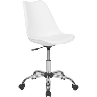 Beliani Silla De Oficina Blanco Plateado Negro Polipropileno Giratorio Acolchado Escritorio Dakota Ii