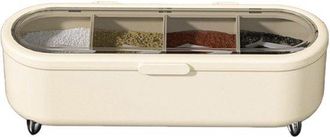 OEM Caja Para Especias, Recipiente Para Almacenar Sal, Organizador De Pimienta Y Az&uacute;car, Caja Para Especias, 26 X 8,7 X 8 Cm/crema