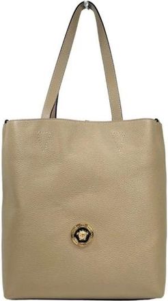 Versace Medusa Large Leren Tote - Dames - Tassen - Geel - Maat: ONE Size Leer