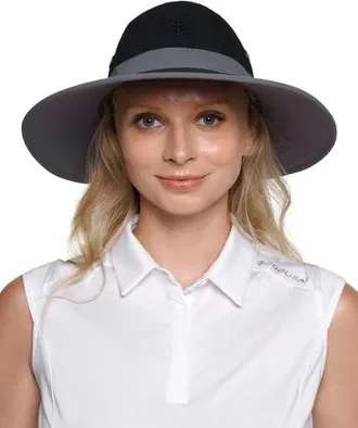 Coolibar Matchplay Wide Brim Golf Hat, UPF 50+ Sun Protection in Black/carbon at Nordstrom, Size Small/medium