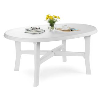 Dmora Dmora Table Ovale Modulable, Made In Italy, 165 X 110 X 72 Cm, Couleur Blanc