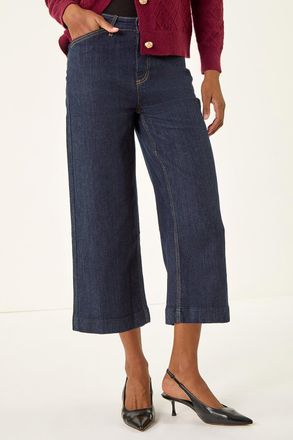 Roman Wide Leg Stretch Cropped Denim Culottes