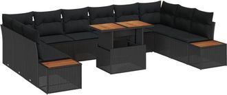 vidaXL Garden Dining Set Manual 11 pcs Black, Brown 100 x 55 x 73 cm Vidaxl