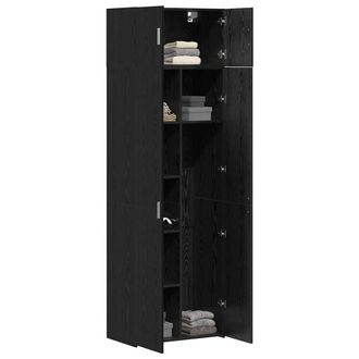 Berkfield Home Storage Cabinet Black Oak 70x42.5x225 cm Engineered Wood