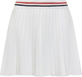 Thom Browne Viscose Geplooide Mini Rok - Dames - Korte rokken - Wit - M - Polyester - Rokken