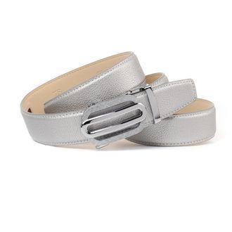 Anthoni Crown Lederg&uuml;rtel ANTHONI CROWN, Damen, Gr. 100, silber, Rindsleder, unifarben, G&uuml;rtel Lederg&uuml;rtel, in gl&auml;nzender Optik, leicht bombiert mit auffallender Sc