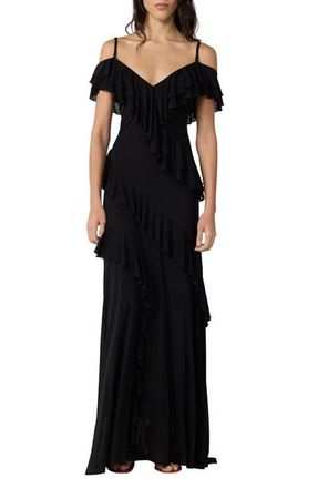 Diane Von F&uuml;rstenberg Sofia Cold Shoulder Gown in Black at Nordstrom, Size Xx-Small