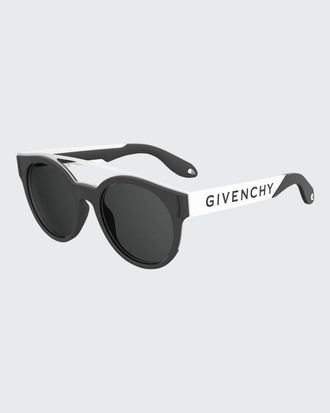 Givenchy Mens Round Stainless Steel Logo-Print Sunglasses