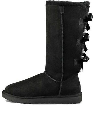 UGG (WMNS) UGG Bailey Bow Tall II Boot High Top Fleece Lined Black 1016434-BLK
