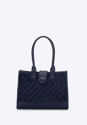 Wittchen Dames Klassieke Schoudertas met Stoffen Inzetstuk, Marineblauw