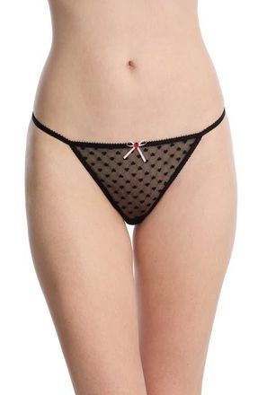 Skarlett Blue Heart Breaker Lace G-String Thong in Black at Nordstrom, Size X-Large