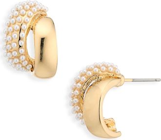 Cara Faux Pearl Hoop Earrings in Gold/Ivory at Nordstrom Rack