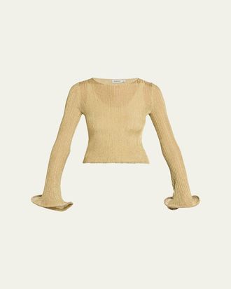 SIMKHAI Maebry Long-Sleeve Rib-Knit Top