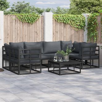 Berkfield Home Garden Sofa Set 6 pcs Black Aluminium