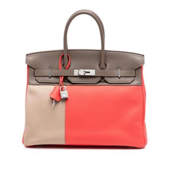 Herm&egrave;s Pre-owned Hermes Tricolor Clemence and Swift Birkin Cascade Retourne 35 WDX19J5V3KQ26C4J