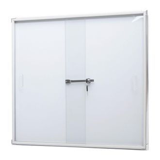 Hhg [nunca Usado] Vitrina Hhg-946, Pizarra Magn&eacute;tica, Pizarra Blanca, Tablero De Anuncios, Aluminio, Con Cerradura, Accesorios Incluidos, 67 X 68 X 9 Cm