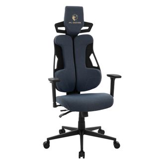 ML Design Ml-design Sedia Da Gaming Ergonomica In Tessuto Blu Con Braccioli 3d, Supporto Lombare E Poggiatesta, Poltrona Da Ufficio Girevole E Regolabile, Sedut