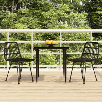 vidaXL Juego De Comedor De Jard&iacute;n 3 Piezas Rat&aacute;n Sint&eacute;tico Negro Vidaxl