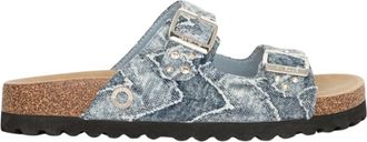 Ga&euml;lle Paris Sandalo Denim Rivetto Personalizzato e Doppia Fibbia - Dames - Sandalen - Blauw - 38 EU - Denim - Schoenen