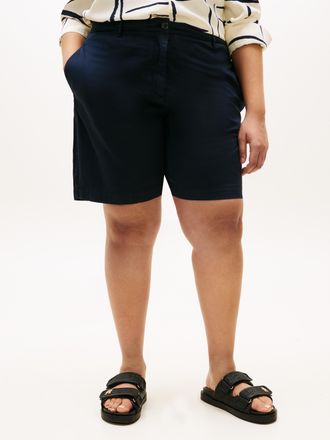Tommy Hilfiger Chinoshorts TOMMY HILFIGER CURVE CRV CO GMD BLEND CHINO SHORT, Damen, Gr. 48, N-Gr, schwarz night navy, Web, Obermaterial: 65% Baumwolle, 33% Lyocell,